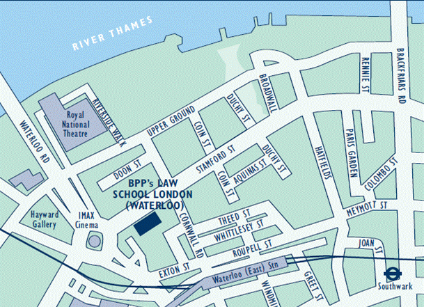 BPP Law School Map to Waterloo